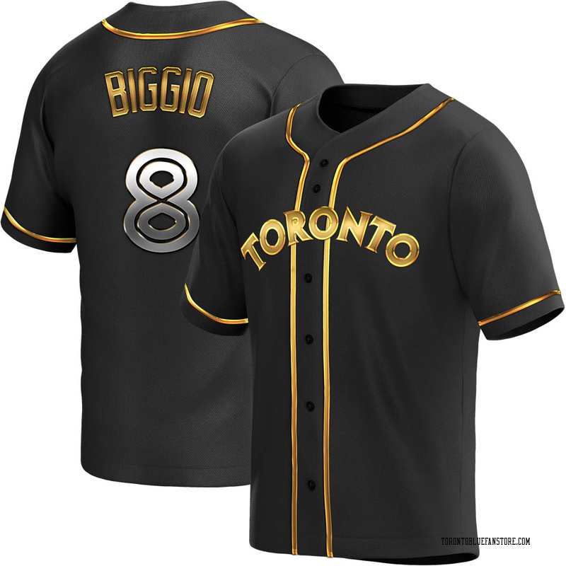 Cavan Biggio Men's Toronto Blue Jays Alternate Jersey - Black Golden Replica